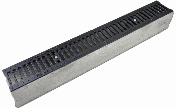 Kanał DN100 H125 C250 12,5x14x100[cm] Odwodnienie Liniowe korytko betonowe / ruszt żeliwny