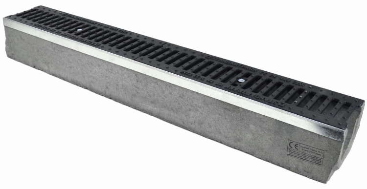 Kanał DN100 H130 C250 13x14x100[cm] Odwodnienie Liniowe korytko betonowe z okuciem / ruszt żeliwny