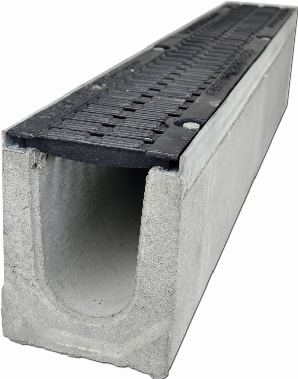 Kanał DN100 H210 D400 21x16x100[cm] Odwodnienie Liniowe korytko betonowe wzmacniane / ruszt żeliwny