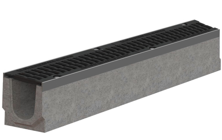 Kanał DN100 H210 D400 21x16x100[cm] Odwodnienie Liniowe korytko betonowe wzmacniane / ruszt żeliwny
