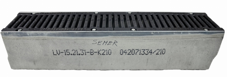 Kanał DN150 H210 D400 21x21x100[cm] Odwodnienie Liniowe korytko betonowe wzmacniane / ruszt żeliwny