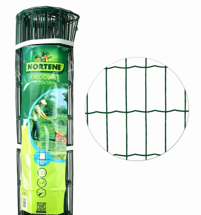 Nortene Siatka Metalowa DECOMET 1,2x10m oczko 100x75mm zielona