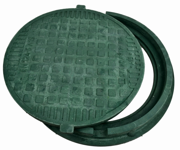 Właz Ø600 60cm (75cm) Zielony Polimerowy A15 pokrywa szamba studni
