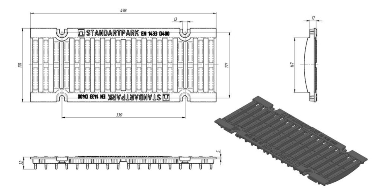 Kanał DN150 H310 D400 31x21x100[cm] Odwodnienie Liniowe korytko betonowe wzmacniane / ruszt żeliwny