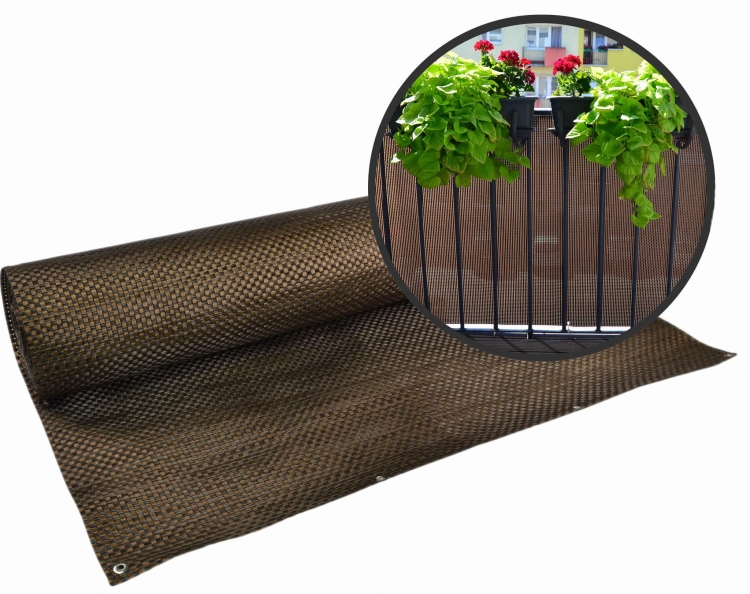 Osłona Balkonowa RATAN BRĄZ na WYMIAR L/H Mata Technorattan 830g/m2