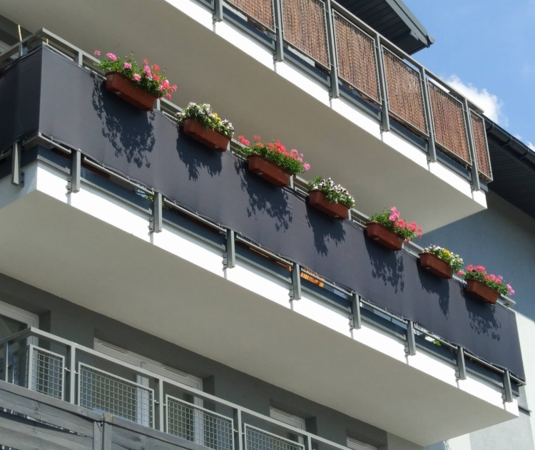Mata Osłonowa Panama GRAFIT szyta na WYMIAR metry Balkon Taras Balustradę