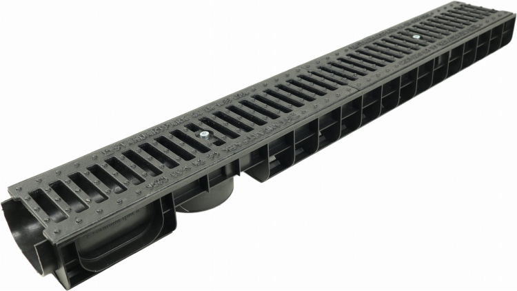 Kanał DN100 H80 C250 PP/ŻEL. 8x16x100[cm] PM BASIC Odwodnienie Liniowe korytko plastikowe / ruszt żeliwny