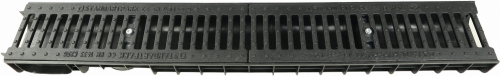 Kanał DN100 H80 C250 PP/ŻEL. 8x16x100[cm] PM BASIC Odwodnienie Liniowe korytko plastikowe / ruszt żeliwny