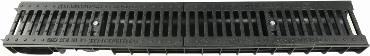 Kanał DN100 H80 C250 PP/ŻEL. 8x16x100[cm] PM BASIC Odwodnienie Liniowe korytko plastikowe / ruszt żeliwny