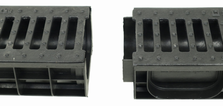 Kanał DN100 H80 C250 PP/ŻEL. 8x16x100[cm] PM BASIC Odwodnienie Liniowe korytko plastikowe / ruszt żeliwny