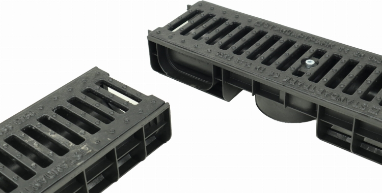 Kanał DN100 H80 C250 PP/ŻEL. 8x16x100[cm] PM BASIC Odwodnienie Liniowe korytko plastikowe / ruszt żeliwny
