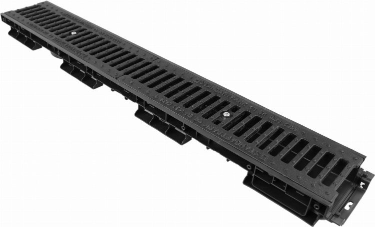 Kanał DN100 C250 H55 PP/ŻEL. 5,5x16x100[cm] PM BASIC Odwodnienie Liniowe korytko plastikowe / ruszt żeliwny