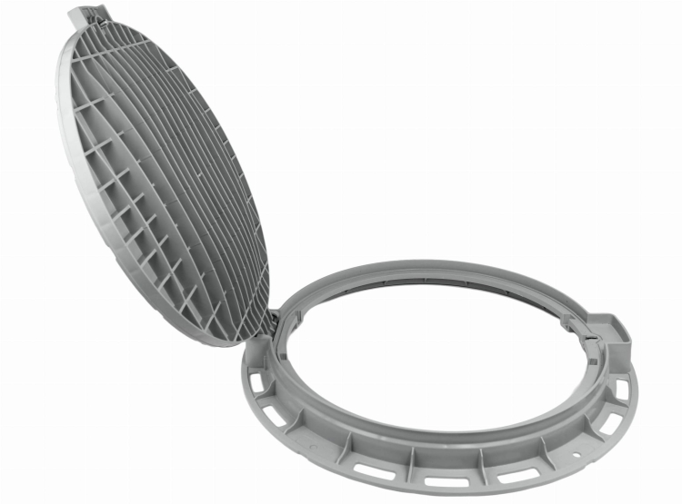 Właz 80(60)cm plastikowy okrągły szary A15