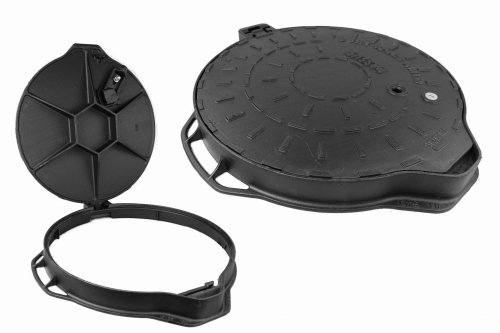 Właz Pokrywa Ø600 B125 Passus 60cm (72cm) żeliwny okrągły ryglowany studzienki studni szamba 12,5ton