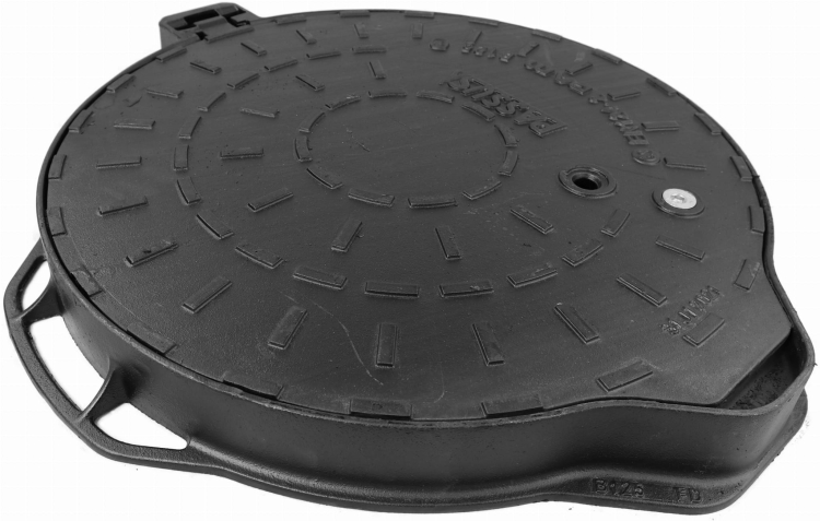 Właz Pokrywa Ø600 B125 Passus 60cm (72cm) żeliwny okrągły ryglowany studzienki studni szamba 12,5ton