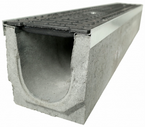 Kanał DN100 H150 C250 15x14x100[cm] Odwodnienie Liniowe korytko betonowe z okuciem / ruszt żeliwny