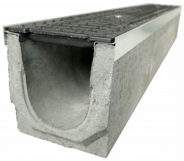 Kanał DN100 H150 C250 15x14x100[cm] Odwodnienie Liniowe korytko betonowe z okuciem / ruszt żeliwny