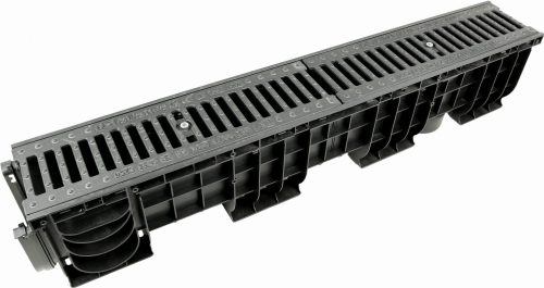 Kanał DN100 H200 C250 PP/ŻEL. 20x16x100[cm] PM BASIC Odwodnienie Liniowe korytko plastikowe / ruszt żeliwny