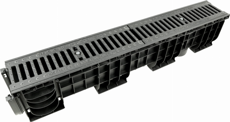 Kanał DN100 H200 C250 PP/ŻEL. 20x16x100[cm] PM BASIC Odwodnienie Liniowe korytko plastikowe / ruszt żeliwny