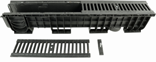 Kanał DN100 H200 C250 PP/ŻEL. 20x16x100[cm] PM BASIC Odwodnienie Liniowe korytko plastikowe / ruszt żeliwny