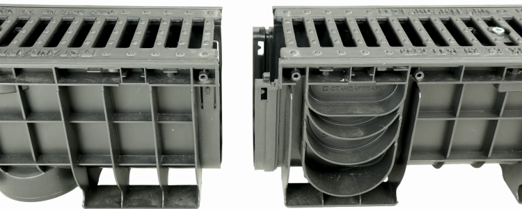 Kanał DN100 H200 C250 PP/ŻEL. 20x16x100[cm] PM BASIC Odwodnienie Liniowe korytko plastikowe / ruszt żeliwny