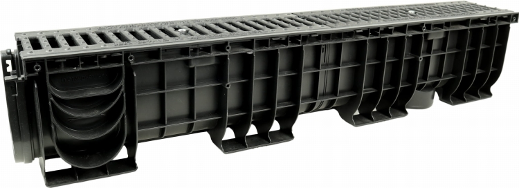 Kanał DN100 H200 C250 PP/ŻEL. 20x16x100[cm] PM BASIC Odwodnienie Liniowe korytko plastikowe / ruszt żeliwny