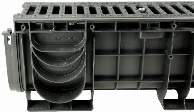 Kanał DN100 H200 C250 PP/ŻEL. 20x16x100[cm] PM BASIC Odwodnienie Liniowe korytko plastikowe / ruszt żeliwny