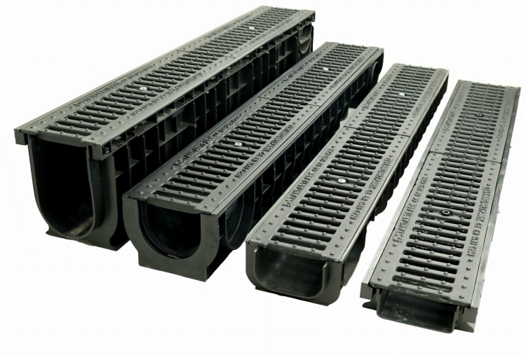 Kanał DN100 H200 C250 PP/ŻEL. 20x16x100[cm] PM BASIC Odwodnienie Liniowe korytko plastikowe / ruszt żeliwny