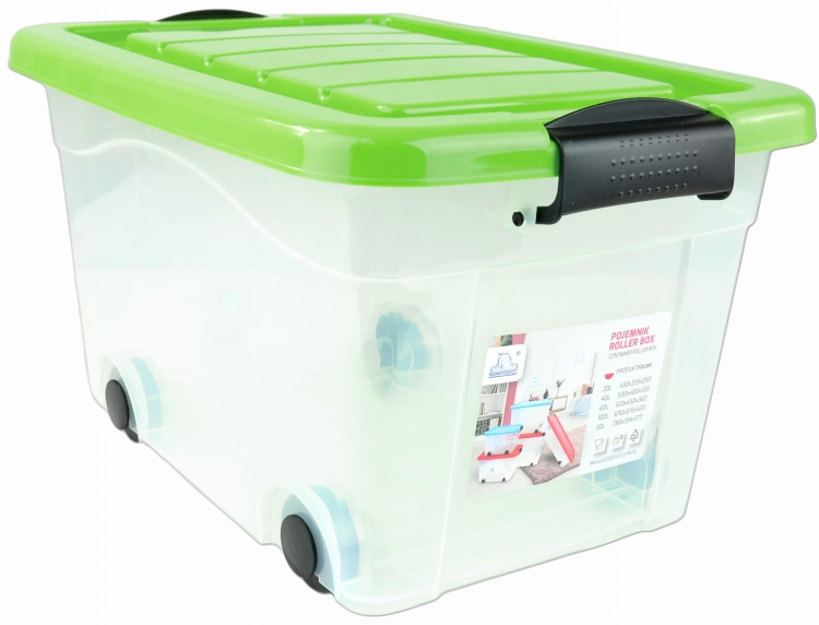 Pojemnik Plastikowy 20L z Zieloną Pokrywą Roller BOX Pudło