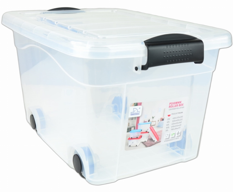 Pojemnik Plastikowy 20L z Transparentną Pokrywą Roller BOX Pudło