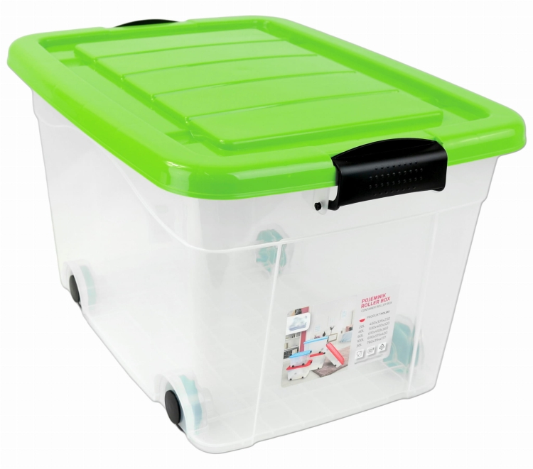 Pojemnik Plastikowy 40L z Zieloną Pokrywą Roller BOX Pudło