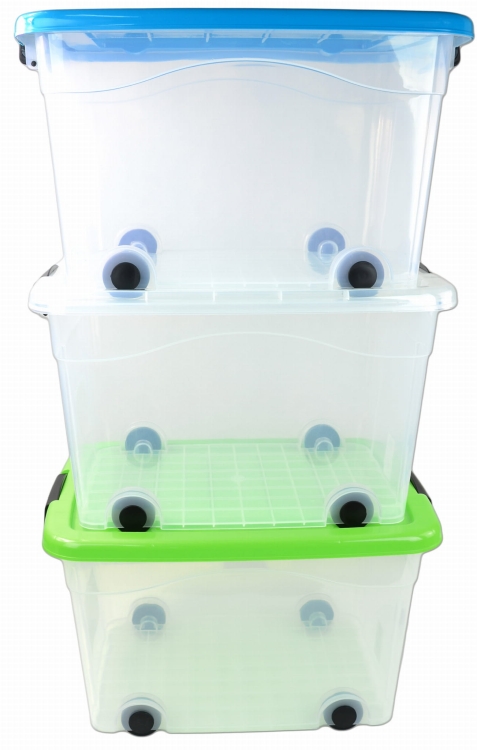 Pojemnik Plastikowy 40L z Turkusową Pokrywą Roller BOX Pudło