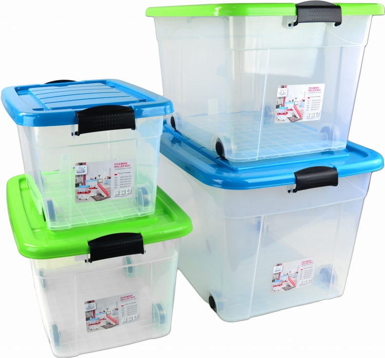 Pojemnik Plastikowy 40L z Turkusową Pokrywą Roller BOX Pudło