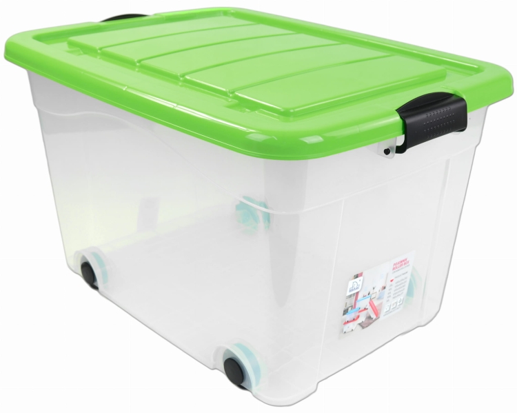 Pojemnik Plastikowy 60L z Zieloną Pokrywą Roller BOX Pudło
