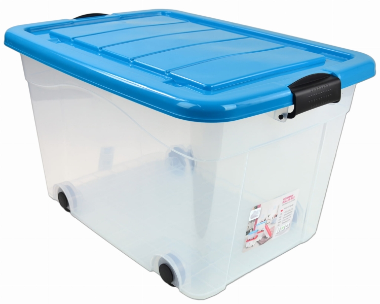 Pojemnik Plastikowy 60L z Turkusową Pokrywą Roller BOX Pudło