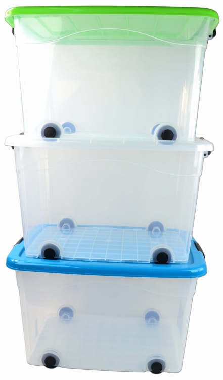 Pojemnik Plastikowy 60L z Turkusową Pokrywą Roller BOX Pudło