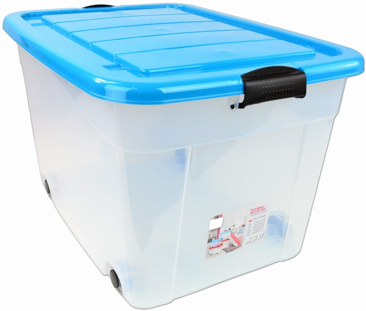 Pojemnik Plastikowy 100L z Turkusową Pokrywą Roller BOX Pudło