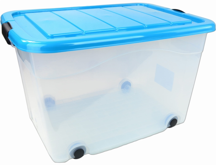Pojemnik Plastikowy 100L z Turkusową Pokrywą Roller BOX Pudło