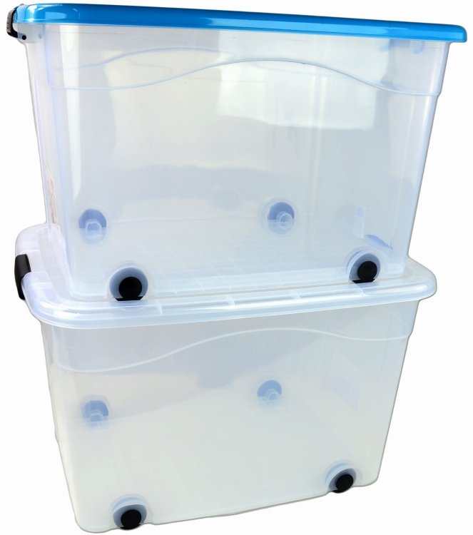 Pojemnik Plastikowy 100L z Turkusową Pokrywą Roller BOX Pudło
