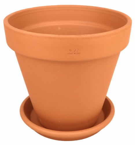 DEGREA Doniczka VASO D27 cm Ceramiczna Klasyczna Prosta Włoska Terakota + Podstawek D23 cm