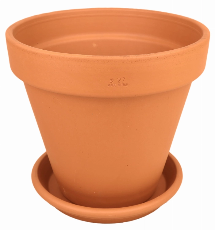 DEGREA Doniczka VASO D27 cm Ceramiczna Klasyczna Prosta Włoska Terakota + Podstawek D23 cm