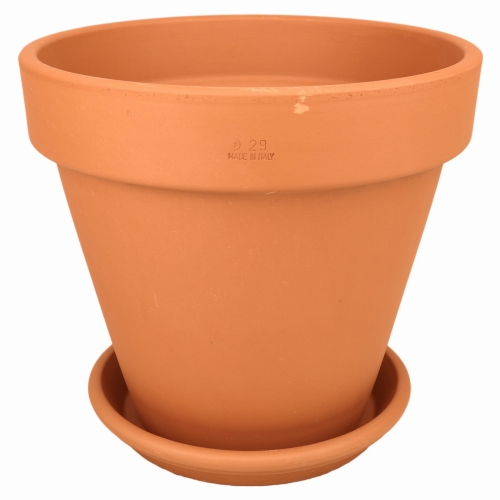 DEGREA Doniczka VASO D29 cm Ceramiczna Klasyczna Prosta Włoska Terakota + Podstawek D23 cm