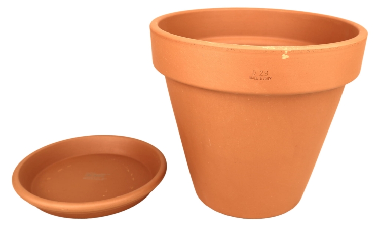 DEGREA Doniczka VASO D29 cm Ceramiczna Klasyczna Prosta Włoska Terakota + Podstawek D23 cm