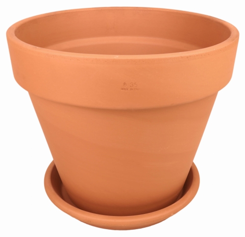 DEGREA Doniczka VASO D35 cm Ceramiczna Klasyczna Prosta Włoska Terakota + Podstawek D28 cm