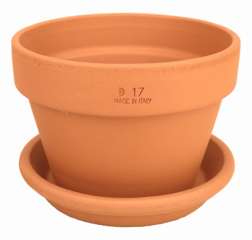 DEGREA Doniczka MEZZO VASO D17 Ceramiczna Klasyczna Prosta Włoska Terakota + Podstawka D17