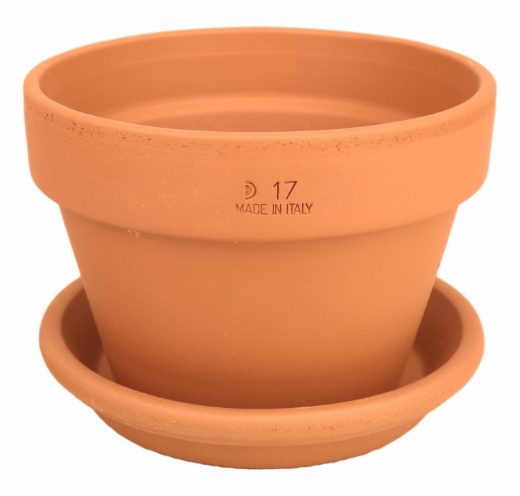 DEGREA Doniczka MEZZO VASO D17 Ceramiczna Klasyczna Prosta Włoska Terakota + Podstawka D17