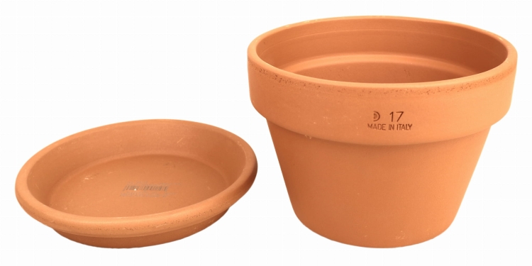 DEGREA Doniczka MEZZO VASO D17 Ceramiczna Klasyczna Prosta Włoska Terakota + Podstawka D17