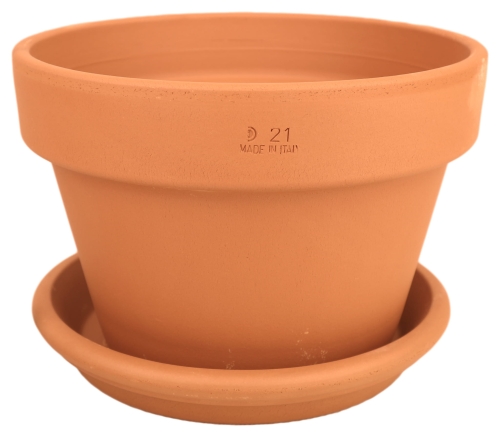 DEGREA Doniczka MEZZO VASO D21 Ceramiczna Klasyczna Prosta Włoska Terakota + Podstawka D21