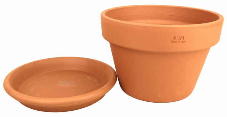 DEGREA Doniczka MEZZO VASO D21 Ceramiczna Klasyczna Prosta Włoska Terakota + Podstawka D21