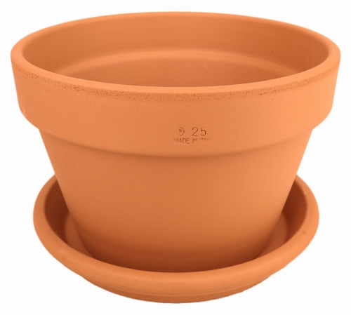 DEGREA Doniczka MEZZO VASO D25 Ceramiczna Ceramiczna Klasyczna Prosta Włoska Terakota + Podstawka D25